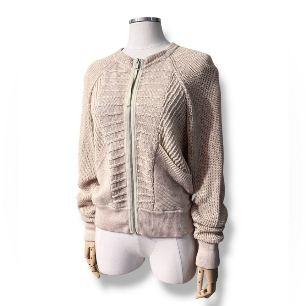 MARC BY MARC JACOBS Linen Blend Open Knit Full Zip Cardigan